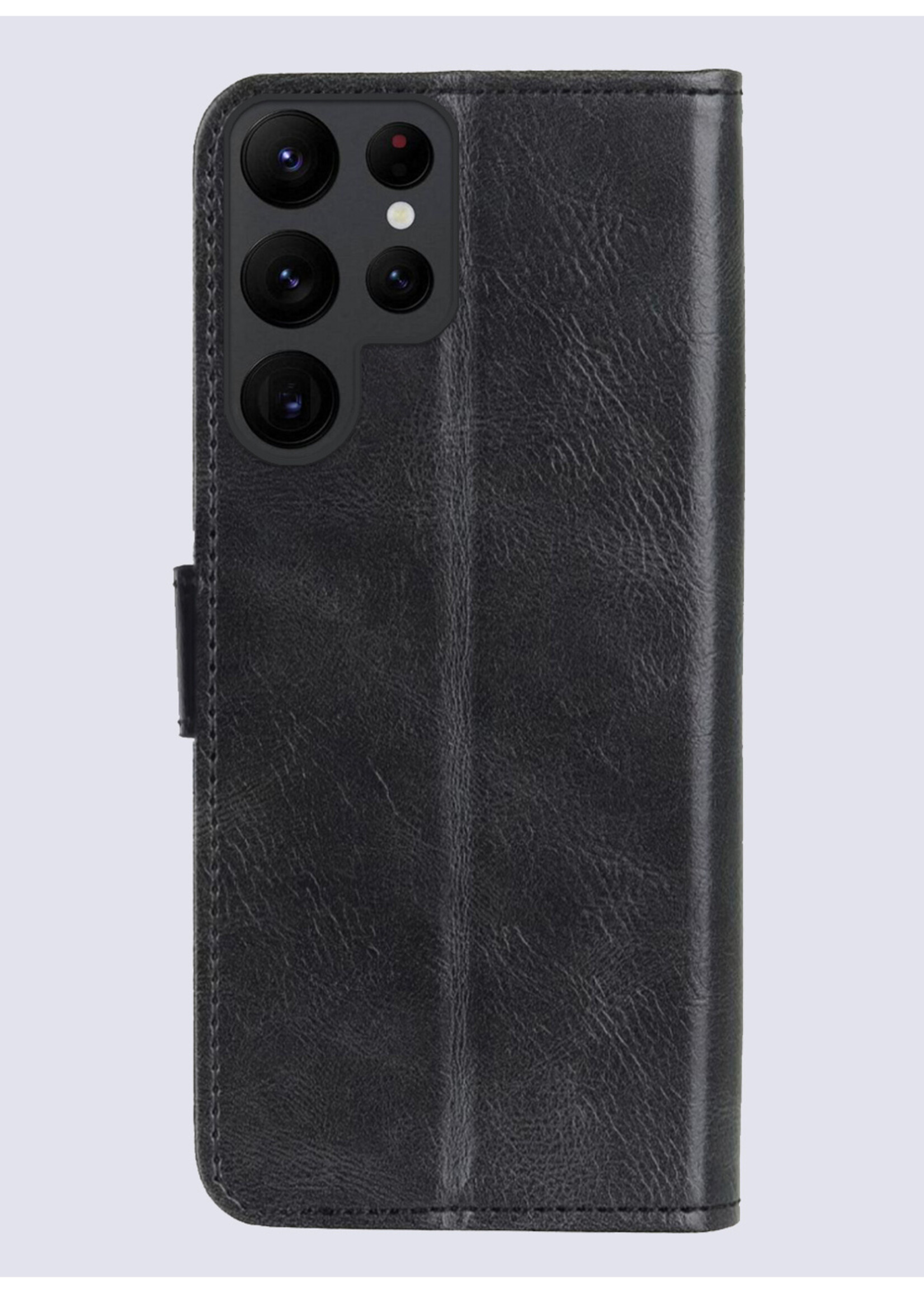 BTH Hoesje Geschikt voor Samsung S24 Ultra Hoesje Book Case Hoes Portemonnee Cover Walletcase Met 2x Screenprotector - Hoes Geschikt voor Samsung Galaxy S24 Ultra Hoes Bookcase Hoesje - Zwart