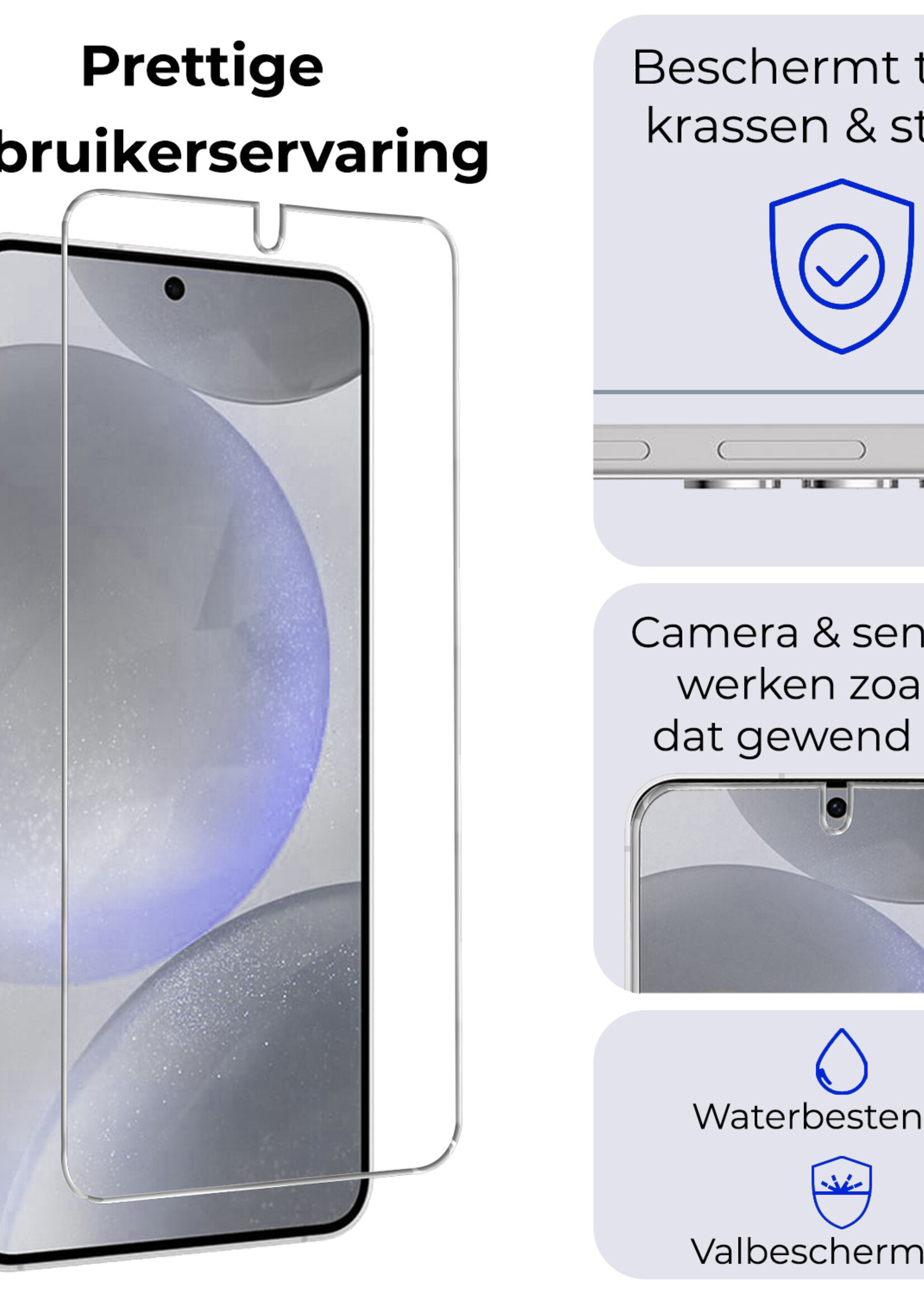 BTH Hoesje Geschikt voor Samsung S24 Plus Hoesje Siliconen Case Hoes Met Screenprotector - Hoes Geschikt voor Samsung Galaxy S24 Plus Hoes Cover Case - Lichtroze