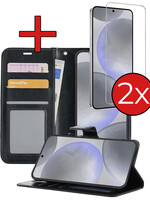 BTH BTH Samsung Galaxy S24 Hoesje Bookcase Met 2x Screenprotector - Zwart