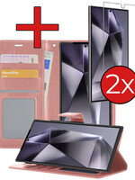 BTH BTH Samsung Galaxy S24 Ultra Hoesje Bookcase Met 2x Screenprotector - Rose Goud