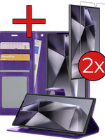 BTH BTH Samsung Galaxy S24 Ultra Hoesje Bookcase Met 2x Screenprotector - Paars