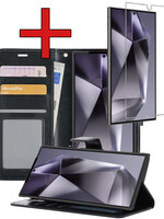 BTH BTH Samsung Galaxy S24 Ultra Hoesje Bookcase Met Screenprotector - Zwart