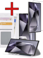 BTH BTH Samsung Galaxy S24 Ultra Hoesje Bookcase Met Screenprotector - Wit