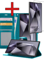 BTH BTH Samsung Galaxy S24 Ultra Hoesje Bookcase Met Screenprotector - Turquoise