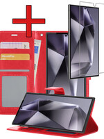 BTH BTH Samsung Galaxy S24 Ultra Hoesje Bookcase Met Screenprotector - Rood