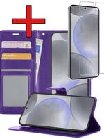 BTH BTH Samsung Galaxy S24 Hoesje Bookcase Met Screenprotector - Paars