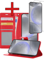 BTH BTH Samsung Galaxy S24 Hoesje Bookcase Met Screenprotector - Rood