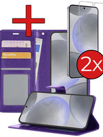 BTH BTH Samsung Galaxy S24 Hoesje Bookcase Met 2x Screenprotector - Paars