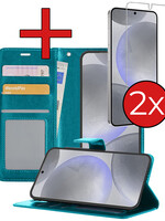 BTH BTH Samsung Galaxy S24 Hoesje Bookcase Met 2x Screenprotector - Turquoise