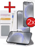 BTH BTH Samsung Galaxy S24 Hoesje Bookcase Met 2x Screenprotector - Wit