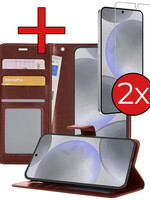 BTH BTH Samsung Galaxy S24 Plus Hoesje Bookcase Met 2x Screenprotector - Bruin