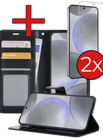 BTH BTH Samsung Galaxy S24 Plus Hoesje Bookcase Met 2x Screenprotector - Zwart