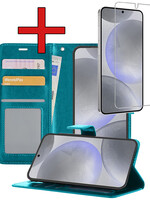 BTH BTH Samsung Galaxy S24 Plus Hoesje Bookcase Met Screenprotector - Turquoise