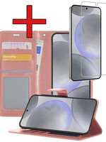 BTH BTH Samsung Galaxy S24 Plus Hoesje Bookcase Met Screenprotector - Rose Goud