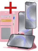 BTH BTH Samsung Galaxy S24 Plus Hoesje Bookcase Met Screenprotector - Lichtroze