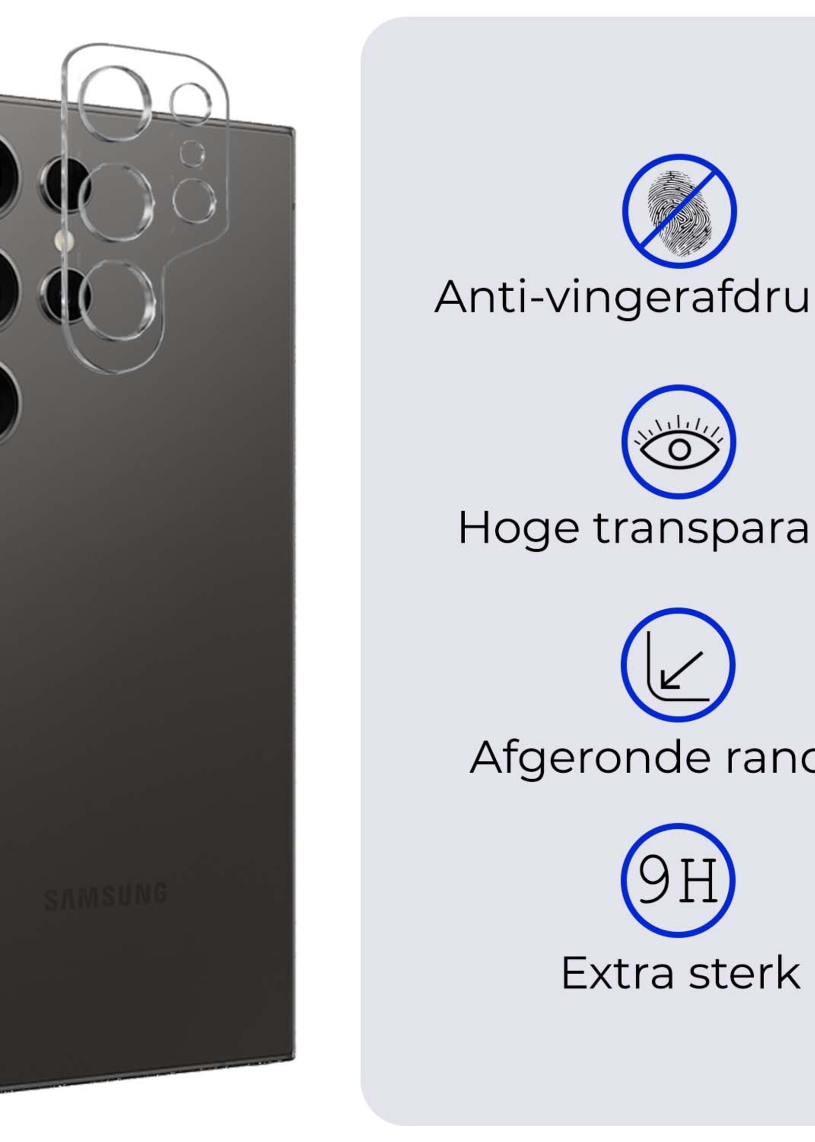 BTH Screenprotector Geschikt voor Samsung S24 Ultra Camera Lens Screenprotector Glas - Screenprotector Geschikt voor Samsung Galaxy S24 Ultra Screenprotector Camera Protector Gehard Glas - 2 PACK