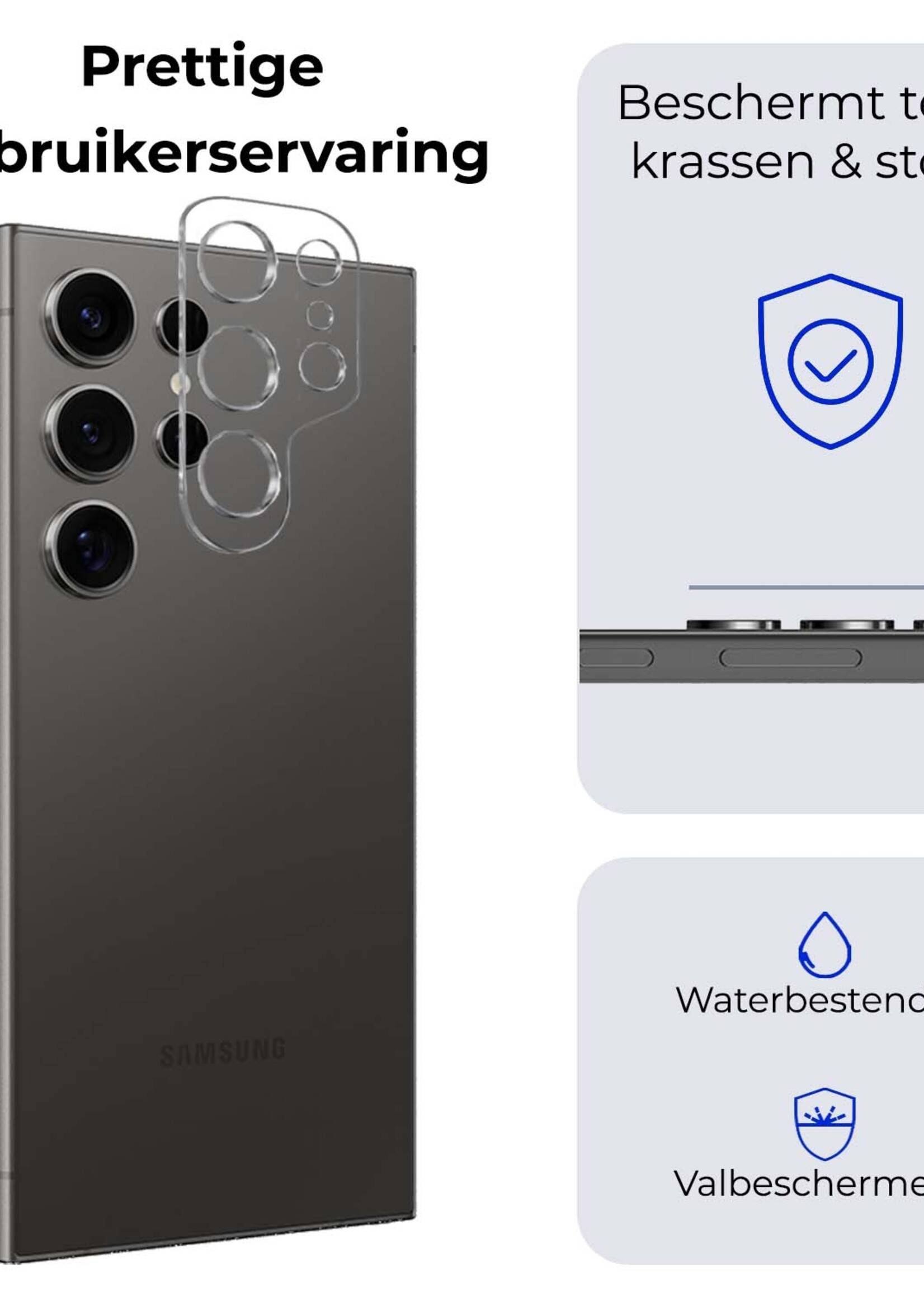 BTH Screenprotector Geschikt voor Samsung S24 Ultra Camera Lens Screenprotector Glas - Screenprotector Geschikt voor Samsung Galaxy S24 Ultra Screenprotector Camera Protector Gehard Glas - 2 PACK
