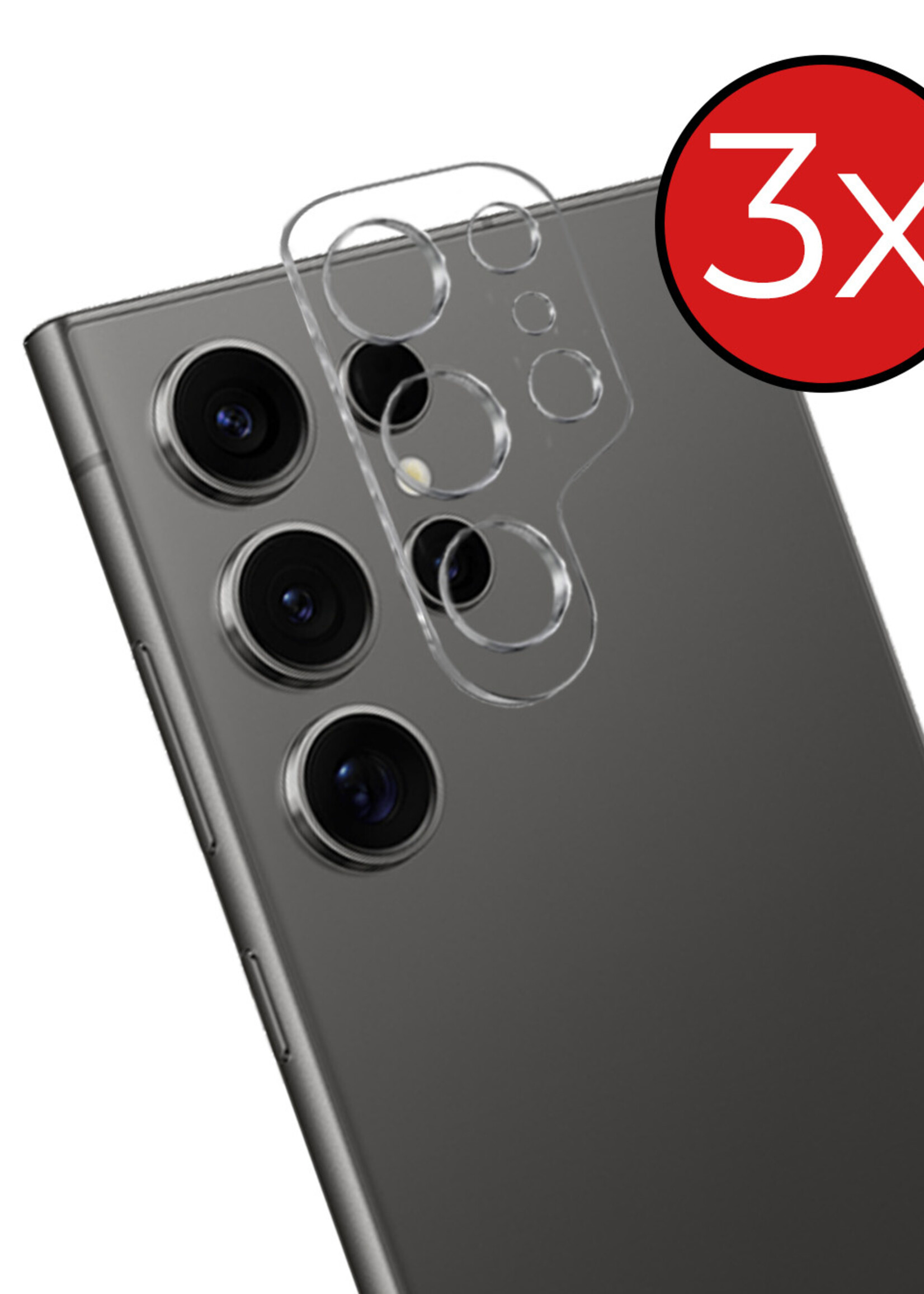 BTH Screenprotector Geschikt voor Samsung S24 Ultra Camera Lens Screenprotector Glas - Screenprotector Geschikt voor Samsung Galaxy S24 Ultra Screenprotector Camera Protector Gehard Glas - 3 PACK