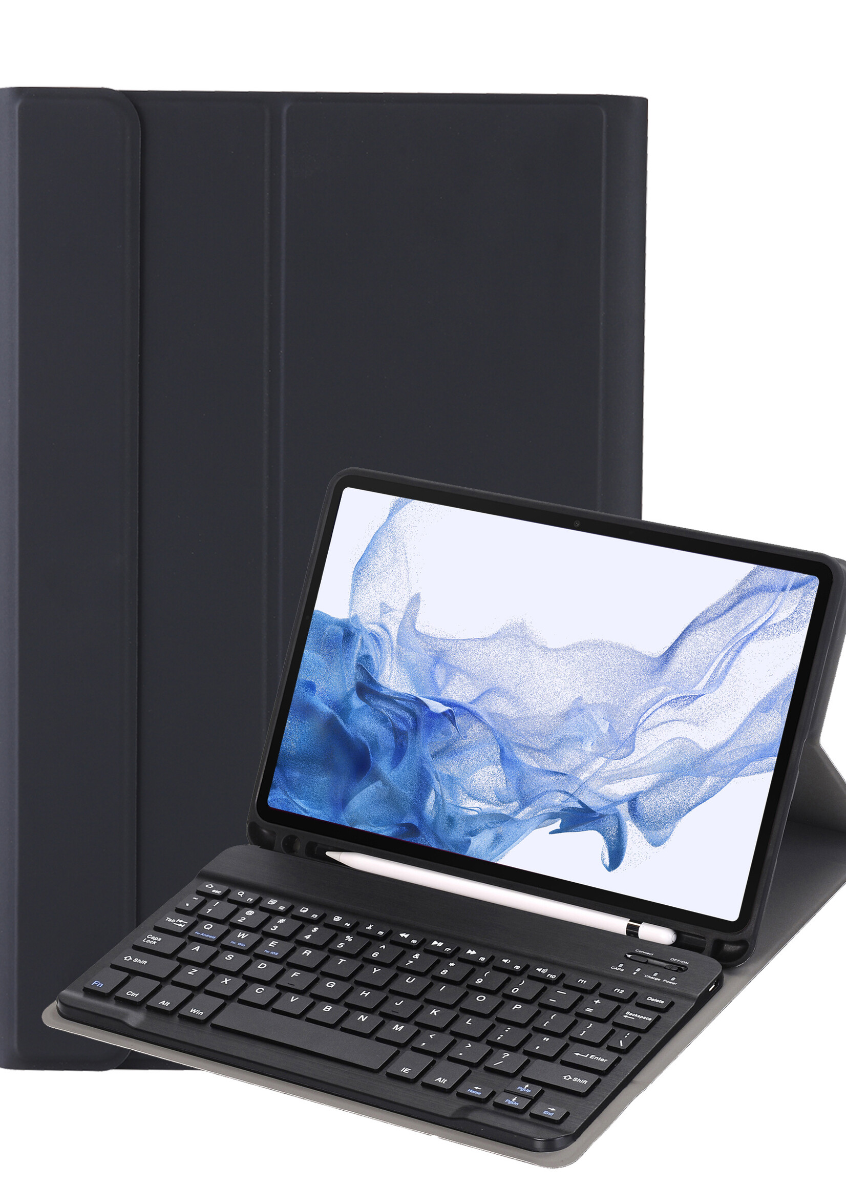 BTH Hoes Geschikt voor Samsung Galaxy Tab S9 Hoes Toetsenbord Hoesje Keyboard Case Cover - Hoesje Geschikt voor Samsung Tab S9 Hoes Toetsenbord Case - Zwart