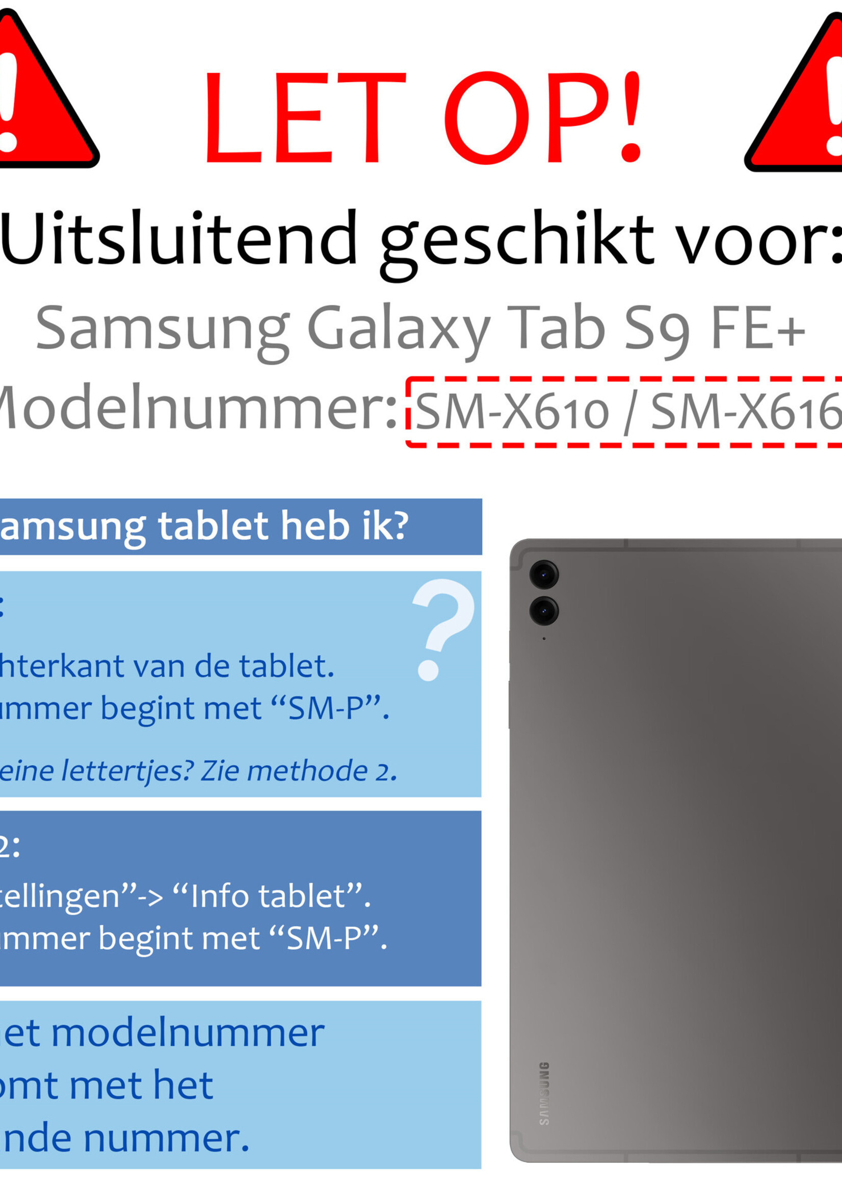 BTH Hoes Geschikt voor Samsung Galaxy Tab S9 FE Plus Hoes Toetsenbord Hoesje Keyboard Case Cover Met Screenprotector - Hoesje Geschikt voor Samsung Tab S9 FE Plus Hoes Toetsenbord Case - Zwart