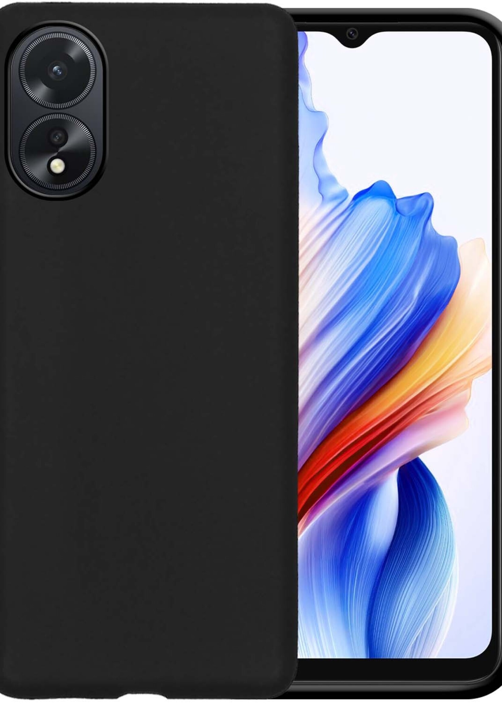 BTH Hoesje Geschikt voor OPPO A38 Hoesje Siliconen Case Hoes - Hoes Geschikt voor OPPO A38 Hoes Cover Case - Zwart