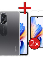 BTH BTH OPPO A38 Hoesje Siliconen Met 2x Screenprotector - Transparant