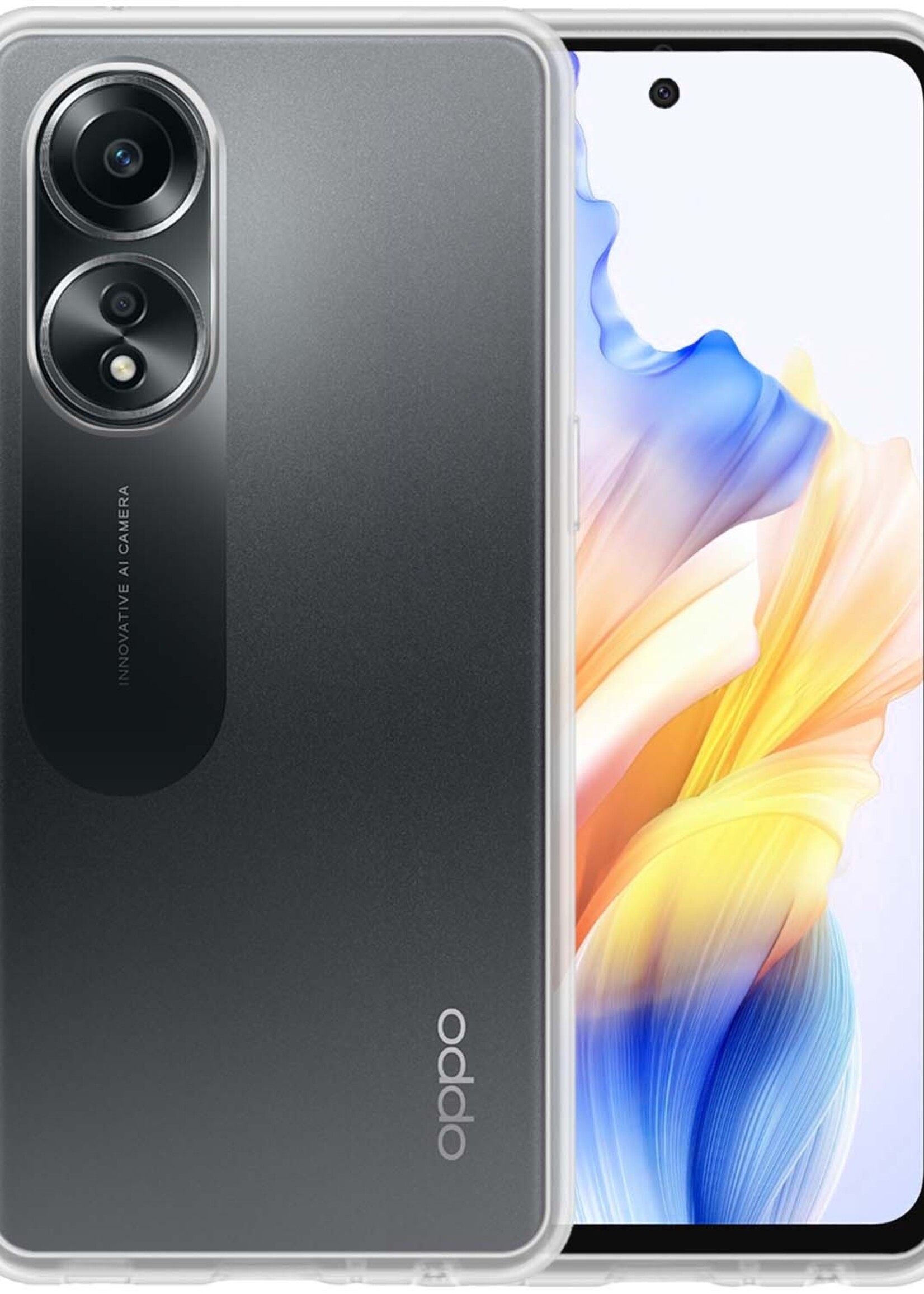 BTH Hoesje Geschikt voor OPPO A58 Hoesje Siliconen Case Hoes - Hoes Geschikt voor OPPO A58 Hoes Cover Case - Transparant