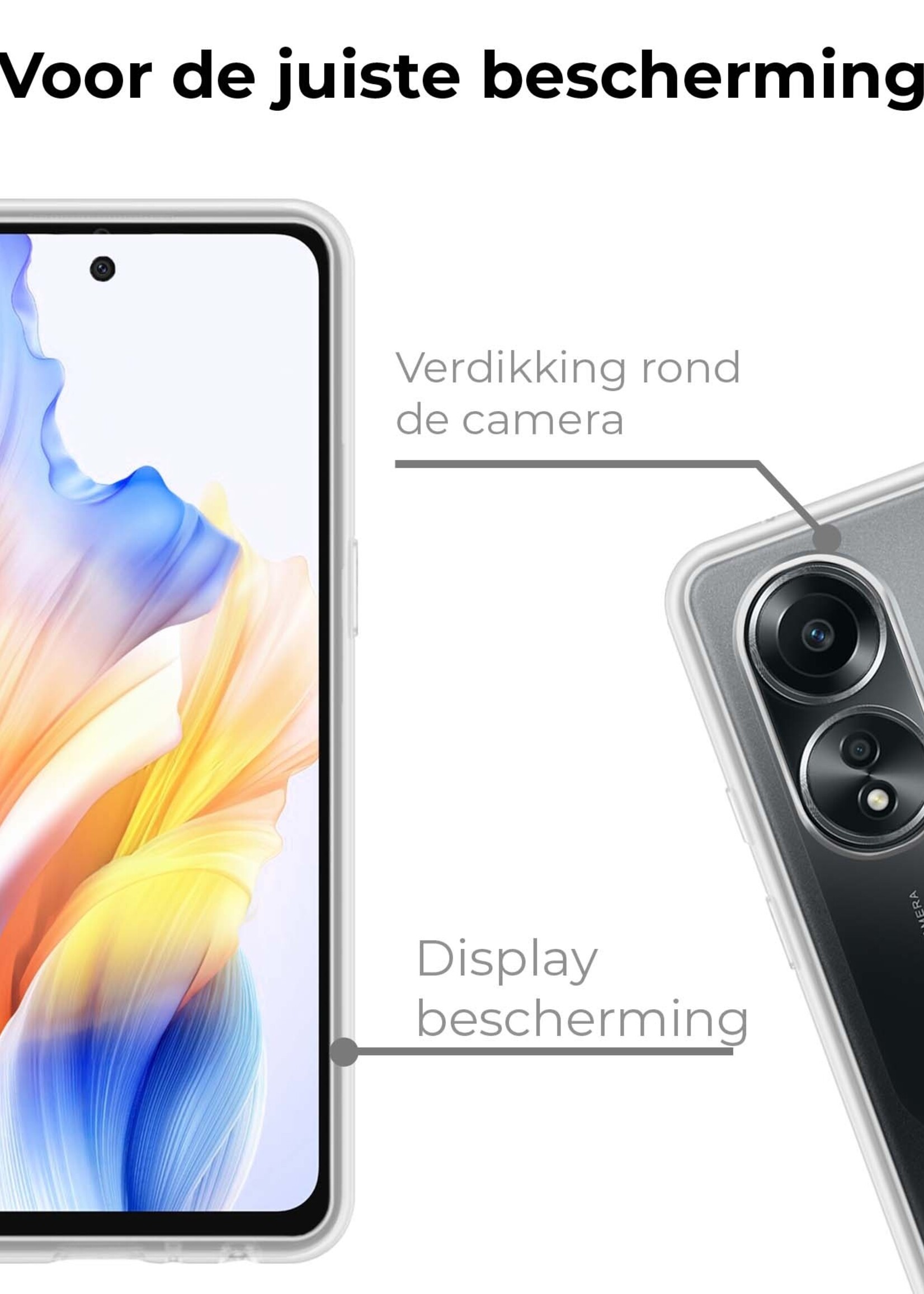 BTH Hoesje Geschikt voor OPPO A58 Hoesje Siliconen Case Hoes - Hoes Geschikt voor OPPO A58 Hoes Cover Case - Transparant
