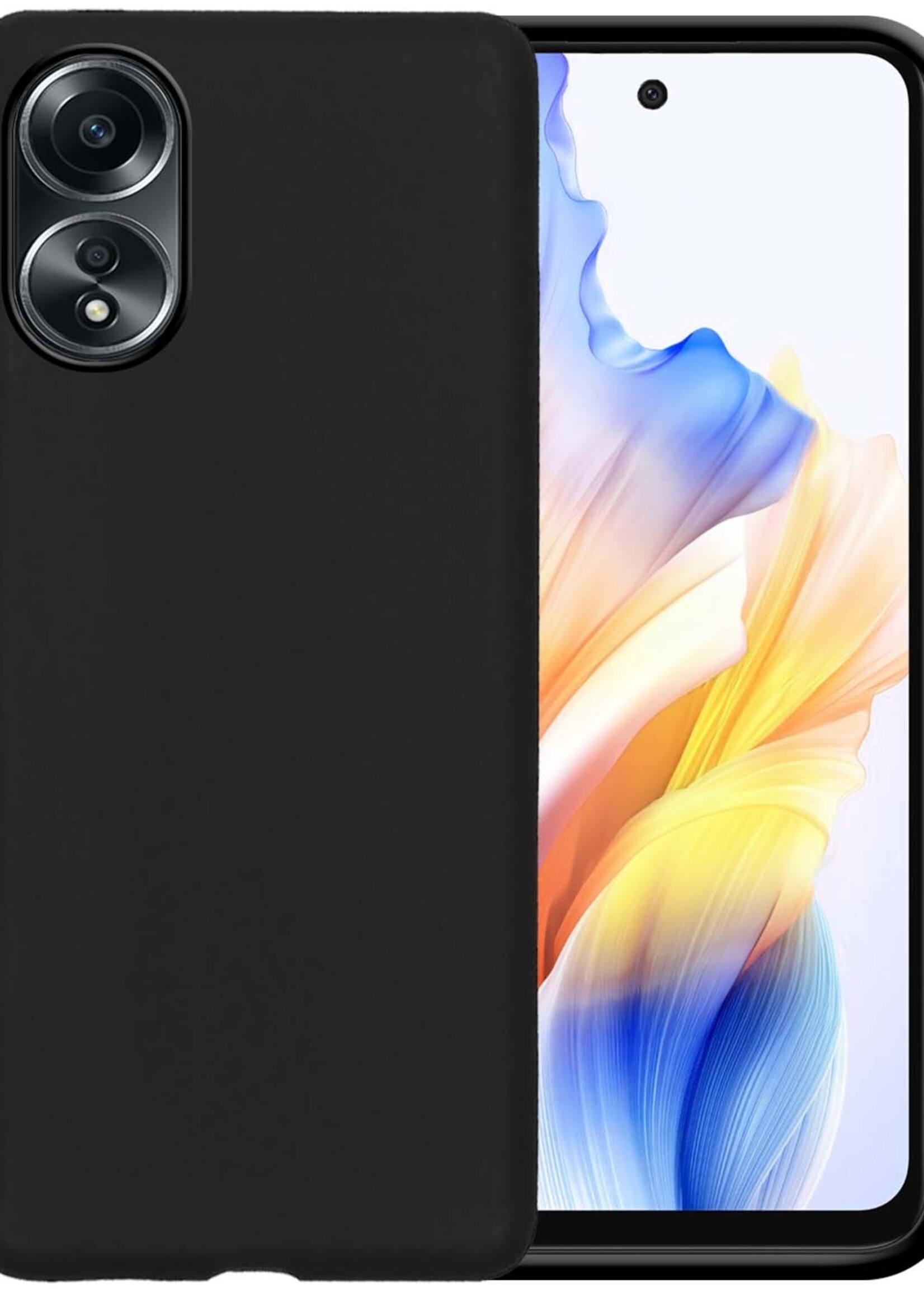 BTH Hoesje Geschikt voor OPPO A58 Hoesje Siliconen Case Hoes - Hoes Geschikt voor OPPO A58 Hoes Cover Case - Zwart