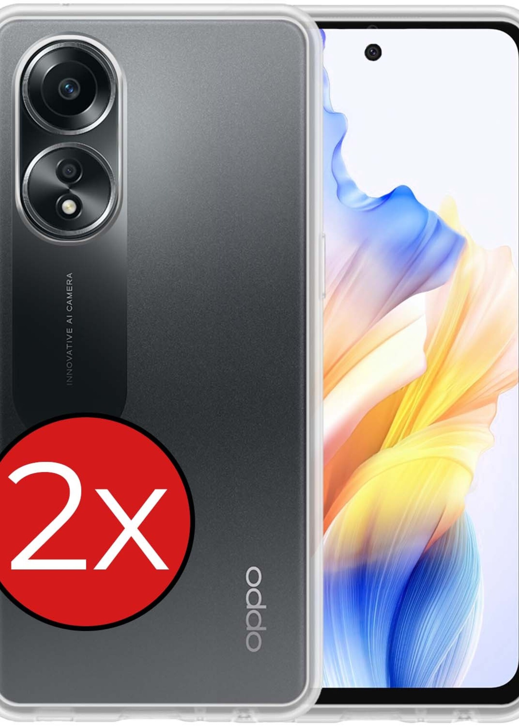 BTH Hoesje Geschikt voor OPPO A58 Hoesje Siliconen Case Hoes - Hoes Geschikt voor OPPO A58 Hoes Cover Case - Transparant - 2 PACK