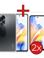 BTH BTH OPPO A58 Hoesje Siliconen Met 2x Screenprotector - Transparant