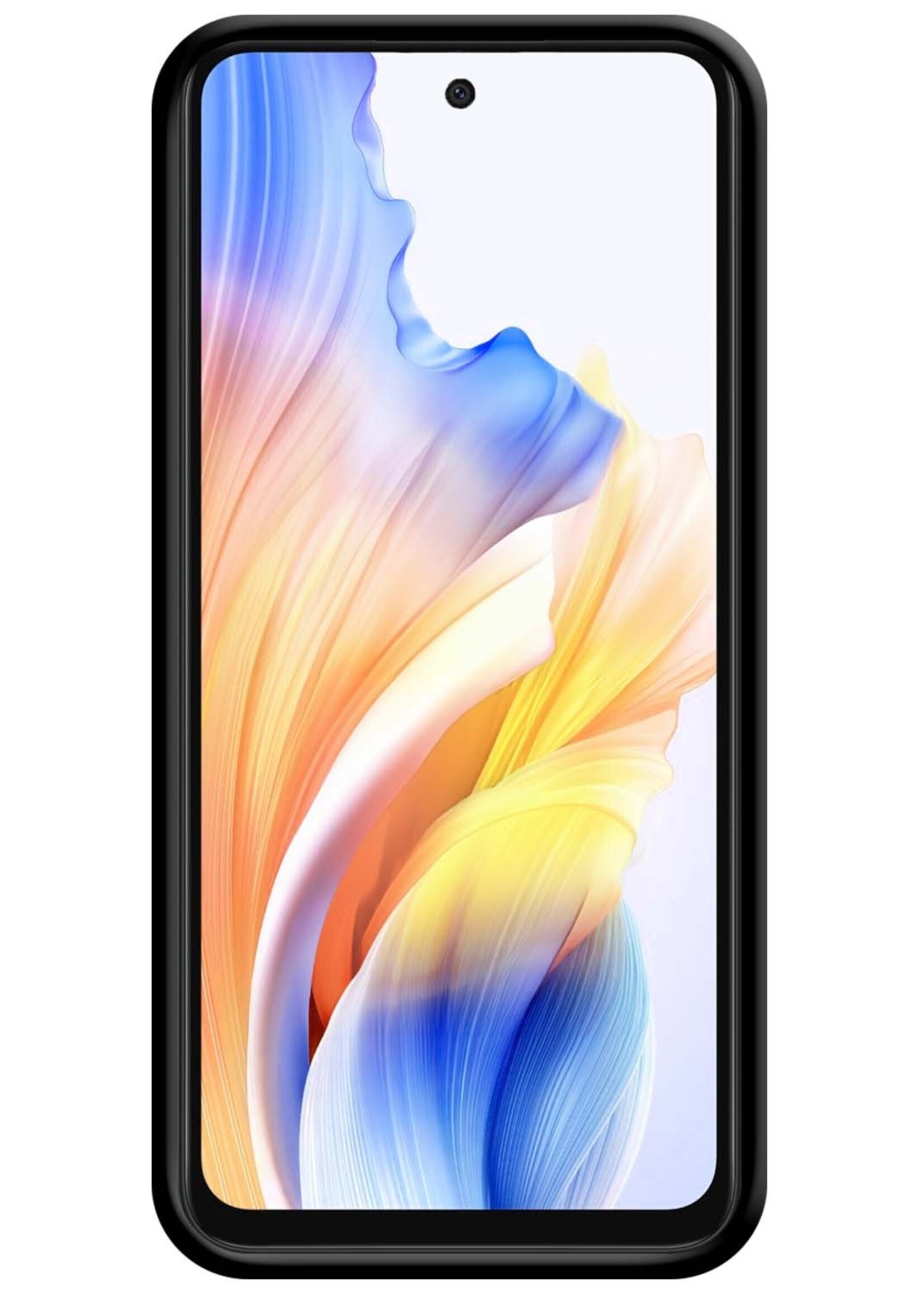 BTH Hoesje Geschikt voor OPPO A58 Hoesje Siliconen Case Hoes Met 2x Screenprotector - Hoes Geschikt voor OPPO A58 Hoes Cover Case - Zwart
