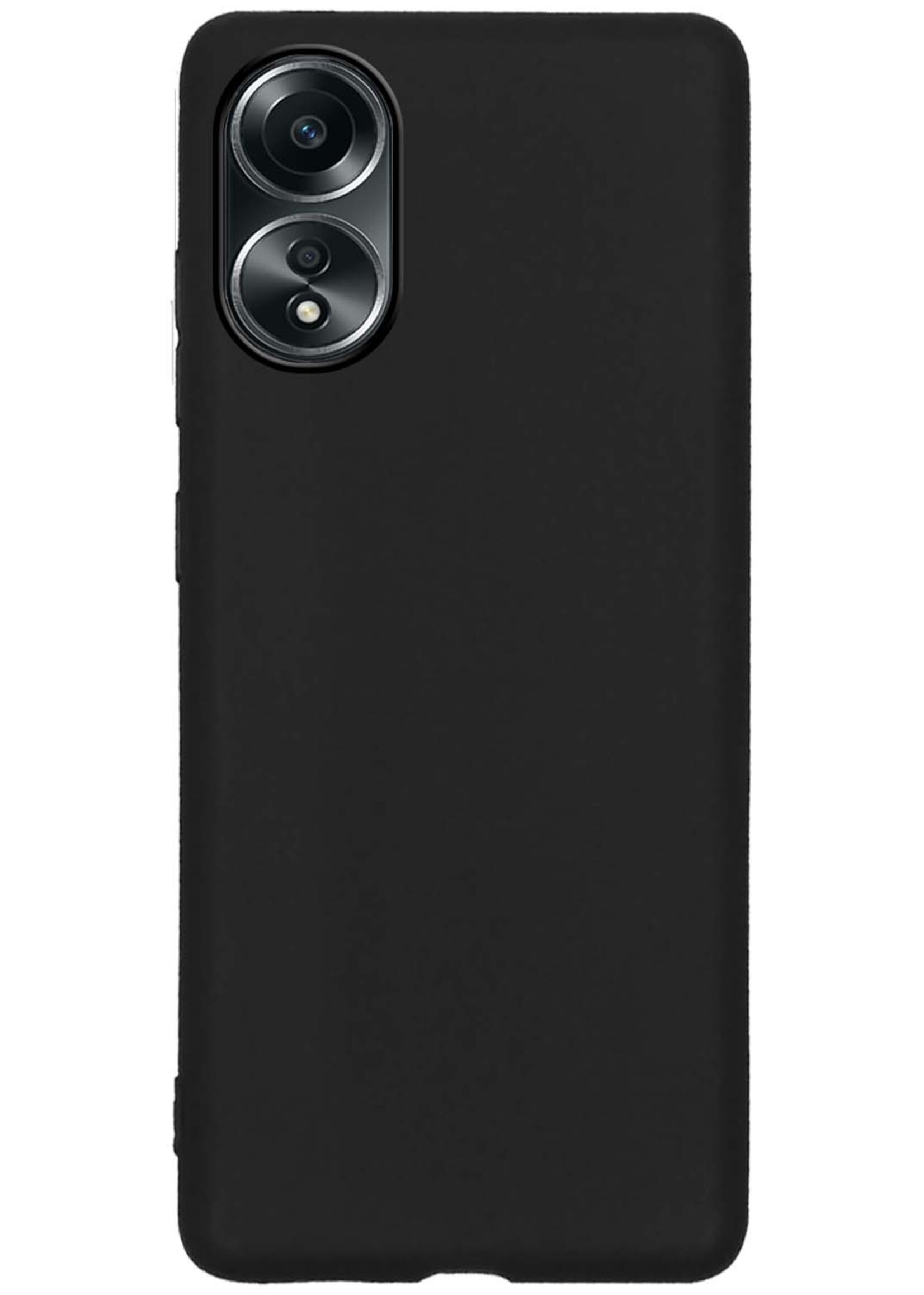 BTH Hoesje Geschikt voor OPPO A58 Hoesje Siliconen Case Hoes Met 2x Screenprotector - Hoes Geschikt voor OPPO A58 Hoes Cover Case - Zwart