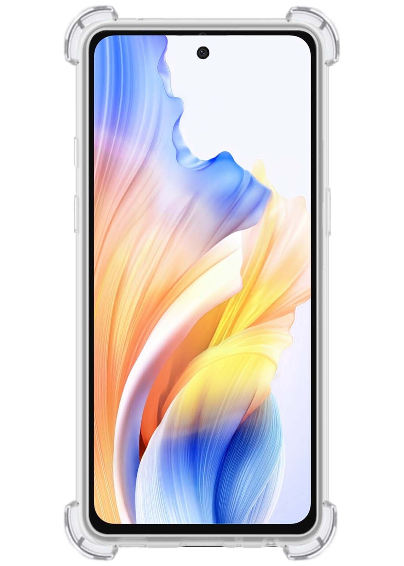 BTH Hoesje Geschikt voor OPPO A58 Hoesje Siliconen Shock Proof Case Hoes Met Screenprotector - Hoes Geschikt voor OPPO A58 Hoes Cover Case Shockproof - Transparant