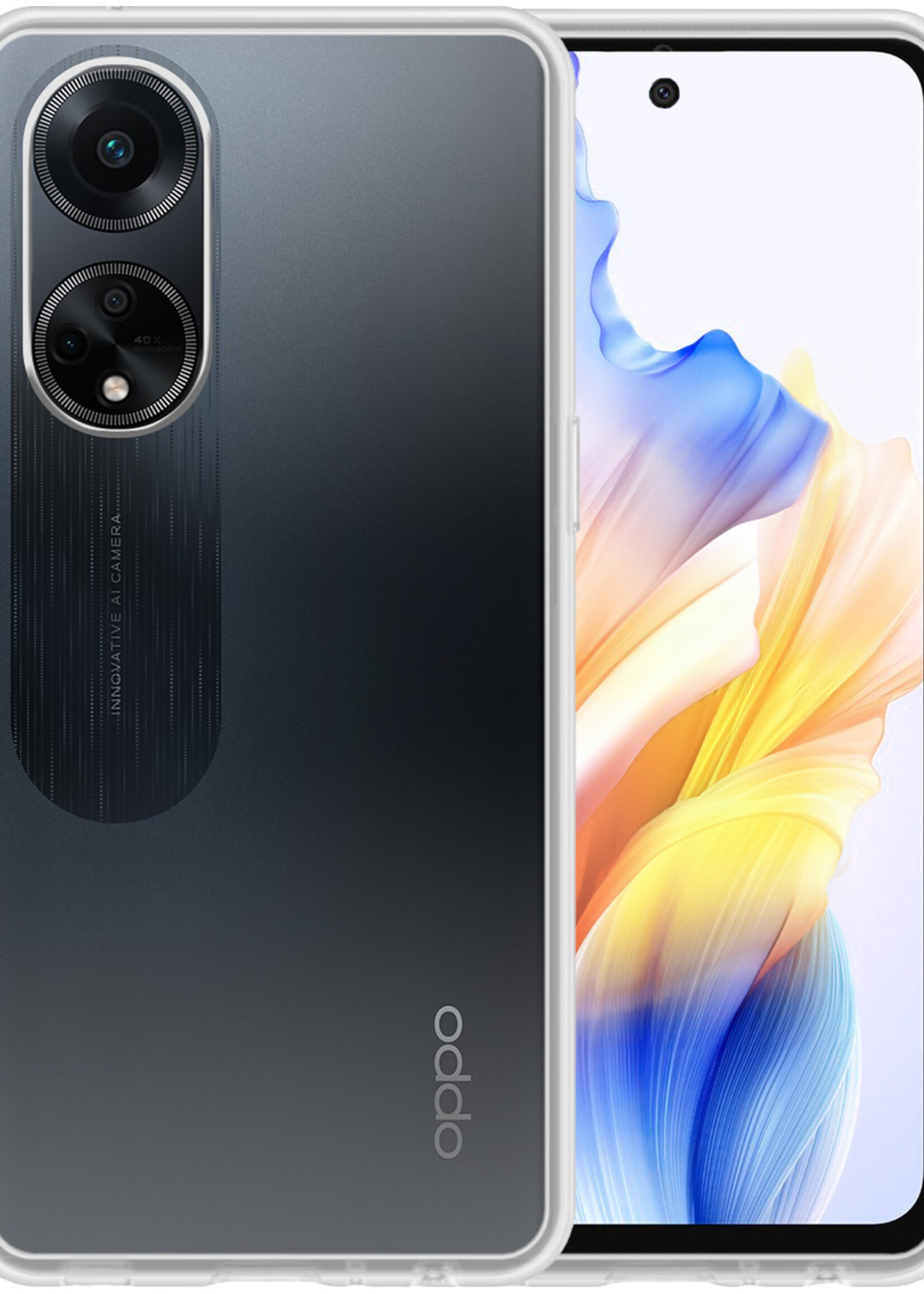 BTH Hoesje Geschikt voor OPPO A98 Hoesje Siliconen Case Hoes - Hoes Geschikt voor OPPO A98 Hoes Cover Case - Transparant