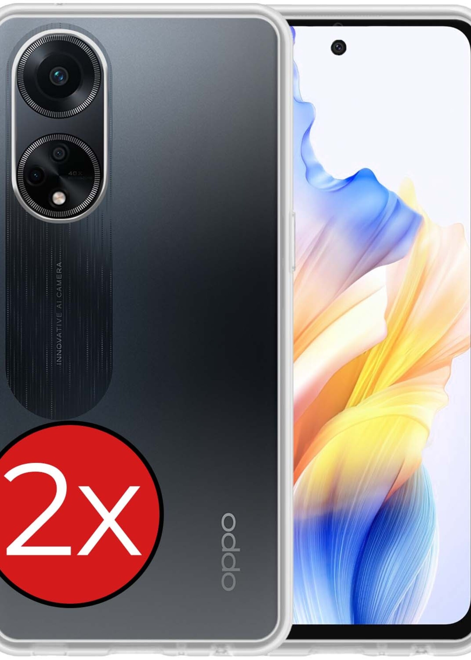 BTH Hoesje Geschikt voor OPPO A98 Hoesje Siliconen Case Hoes - Hoes Geschikt voor OPPO A98 Hoes Cover Case - Transparant - 2 PACK