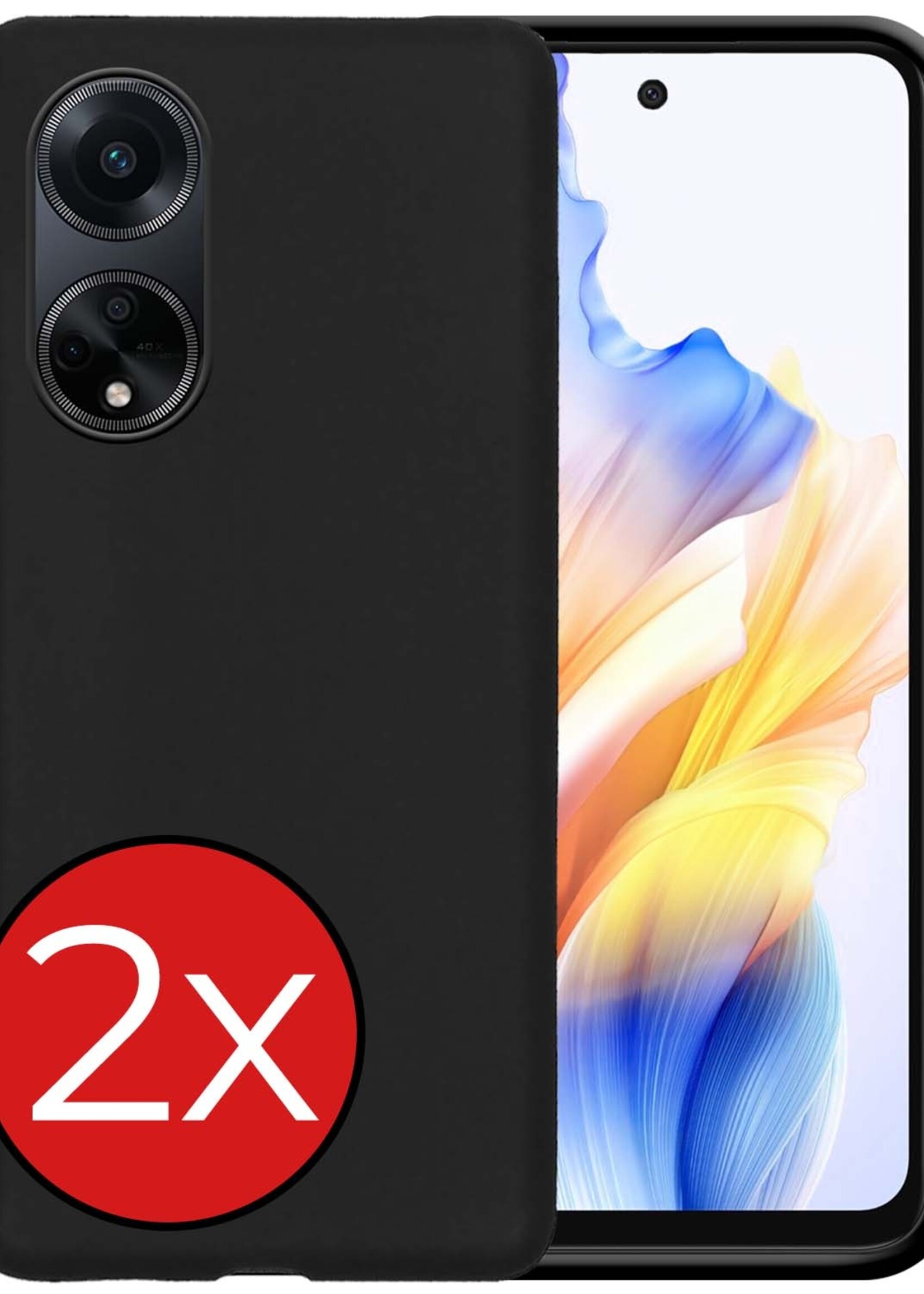 BTH Hoesje Geschikt voor OPPO A98 Hoesje Siliconen Case Hoes - Hoes Geschikt voor OPPO A98 Hoes Cover Case - Zwart - 2 PACK