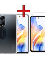 BTH BTH OPPO A98 Hoesje Siliconen Met Screenprotector - Transparant