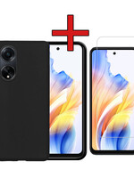 BTH BTH OPPO A98 Hoesje Siliconen Met Screenprotector - Zwart