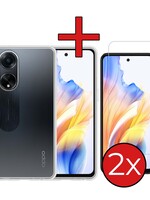 BTH BTH OPPO A98 Hoesje Siliconen Met 2x Screenprotector - Transparant