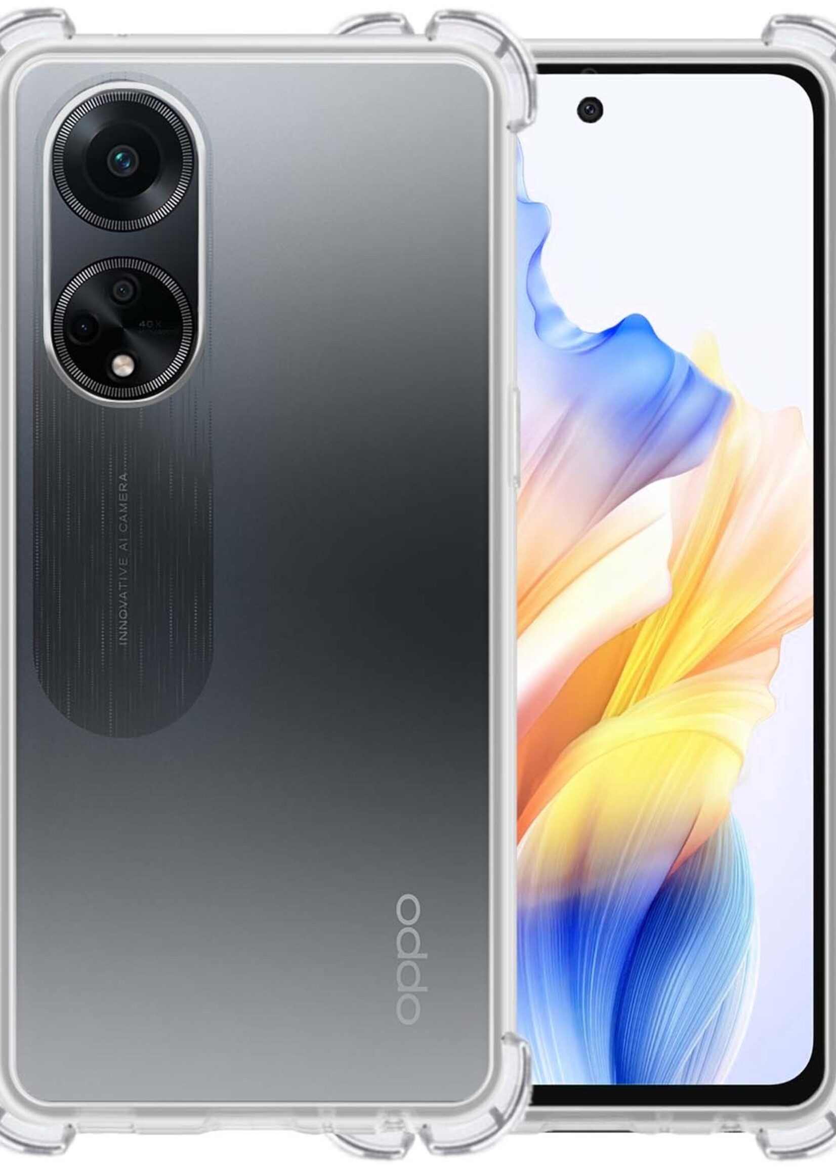 BTH Hoesje Geschikt voor OPPO A98 Hoesje Siliconen Shock Proof Case Hoes - Hoes Geschikt voor OPPO A98 Hoes Cover Case Shockproof - Transparant