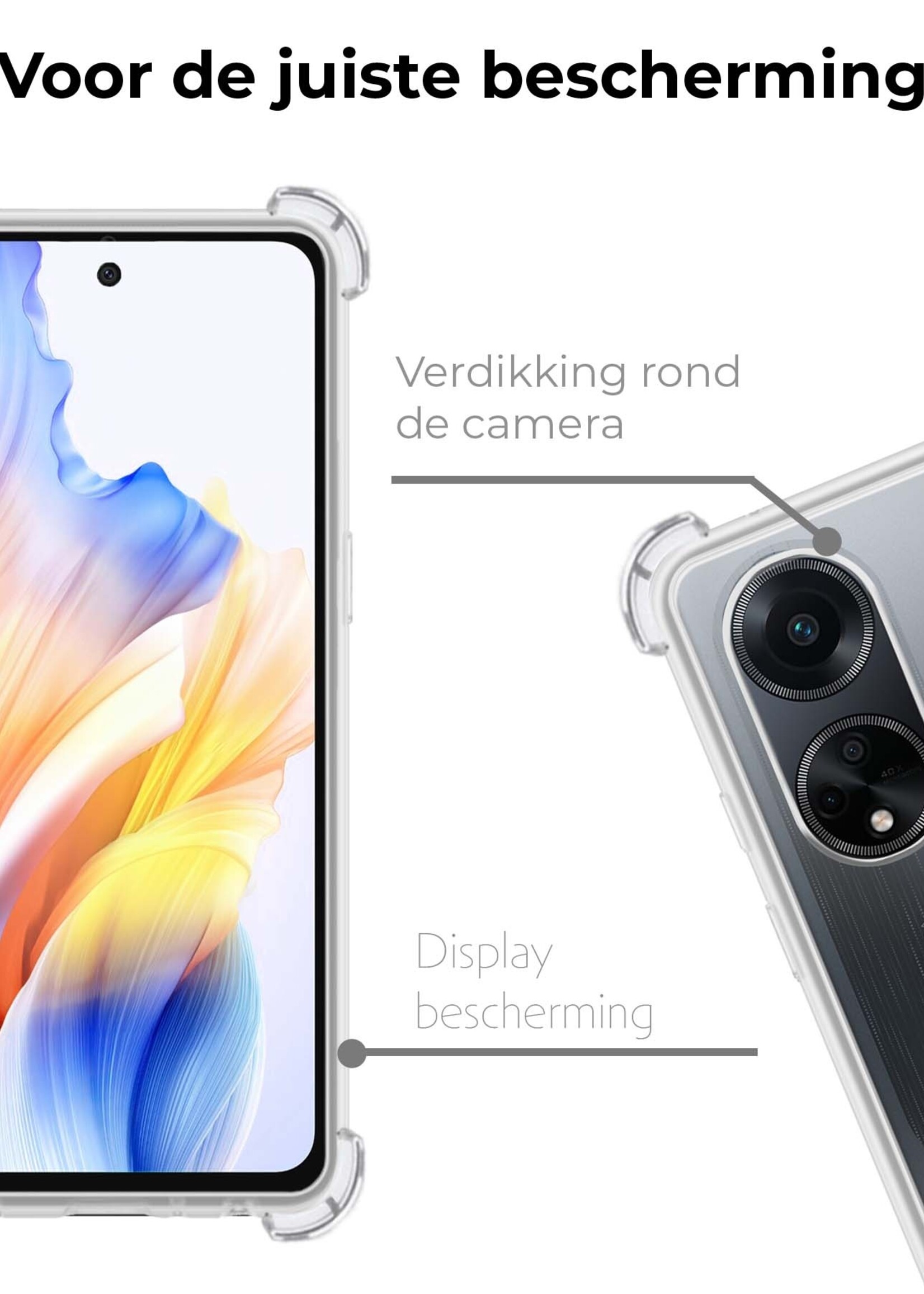 BTH Hoesje Geschikt voor OPPO A98 Hoesje Siliconen Shock Proof Case Hoes - Hoes Geschikt voor OPPO A98 Hoes Cover Case Shockproof - Transparant