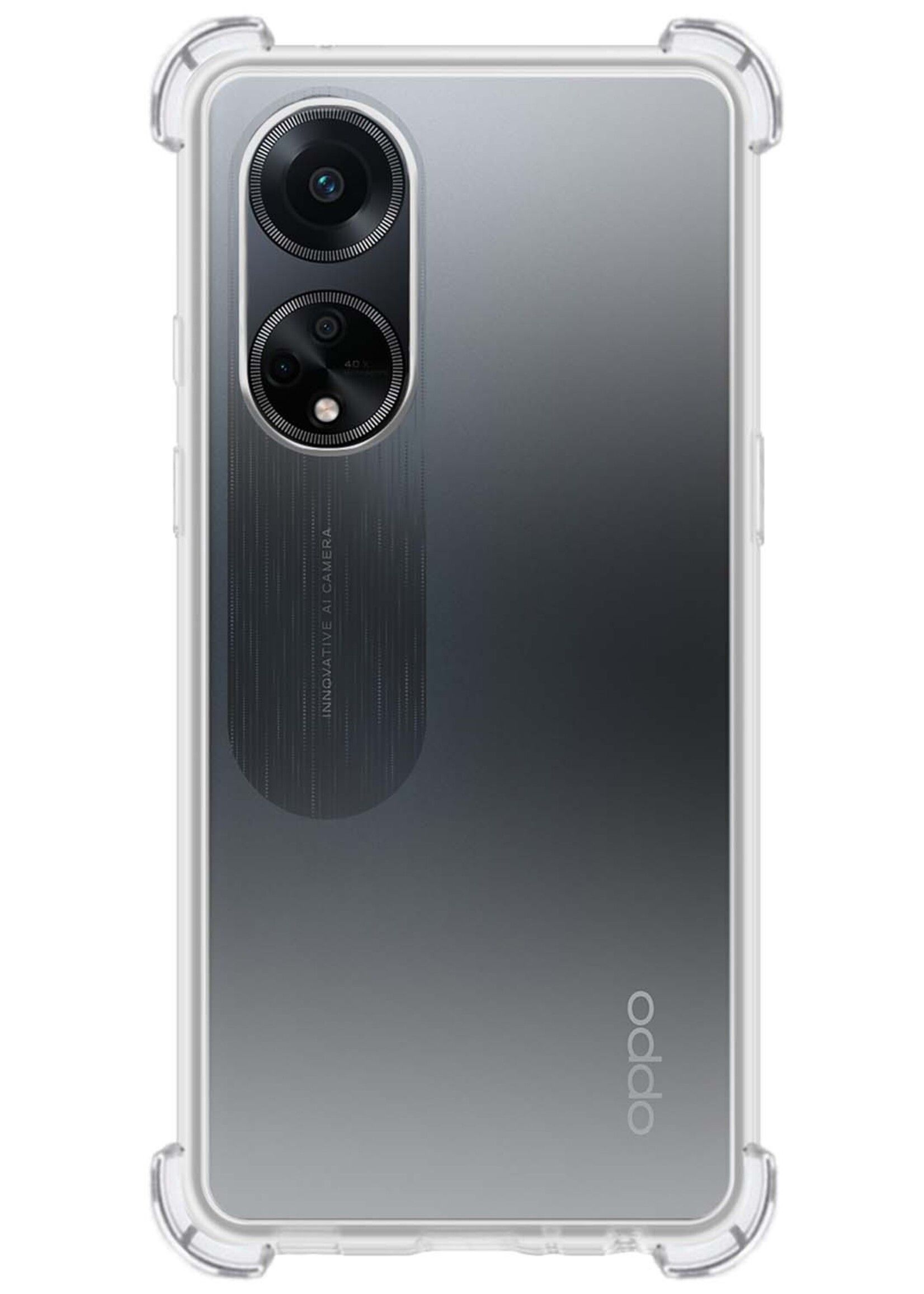 BTH Hoesje Geschikt voor OPPO A98 Hoesje Siliconen Shock Proof Case Hoes - Hoes Geschikt voor OPPO A98 Hoes Cover Case Shockproof - Transparant