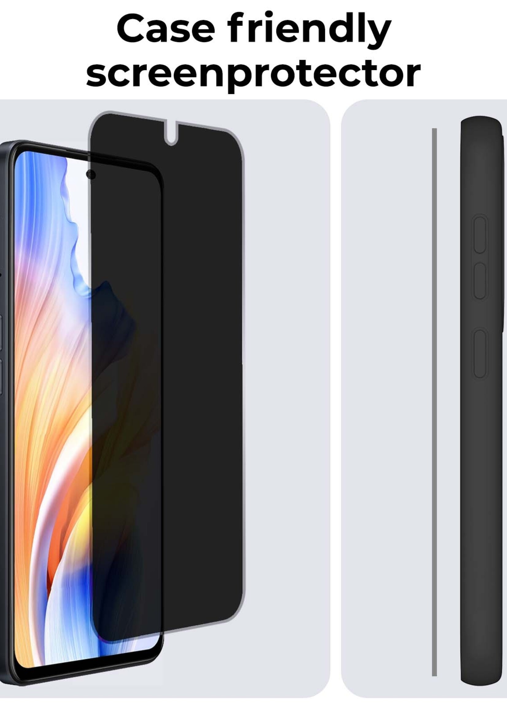 BTH Screenprotector Geschikt voor OPPO A98 Screenprotector Privacy Glas Gehard Full Cover - Screenprotector Geschikt voor OPPO A98 Screenprotector Privacy Tempered Glass - 3 PACK
