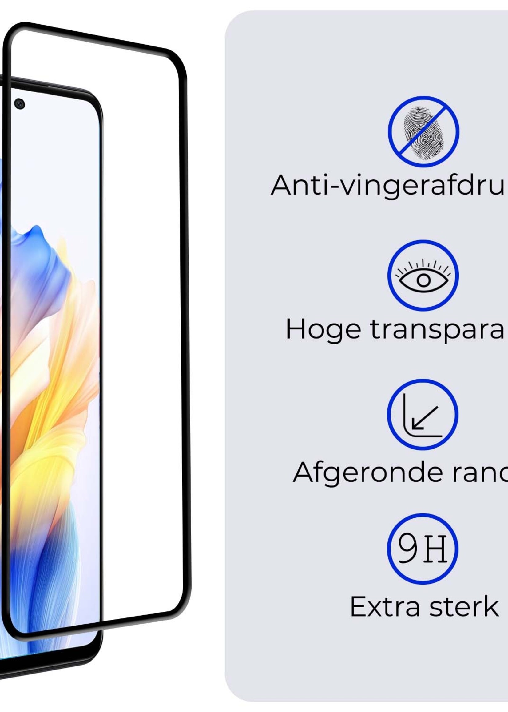 BTH Screenprotector Geschikt voor OPPO A98 Screenprotector Glas Gehard Tempered Glass Full Cover - Screenprotector Geschikt voor OPPO A98 Screen Protector Screen Cover - 2 PACK