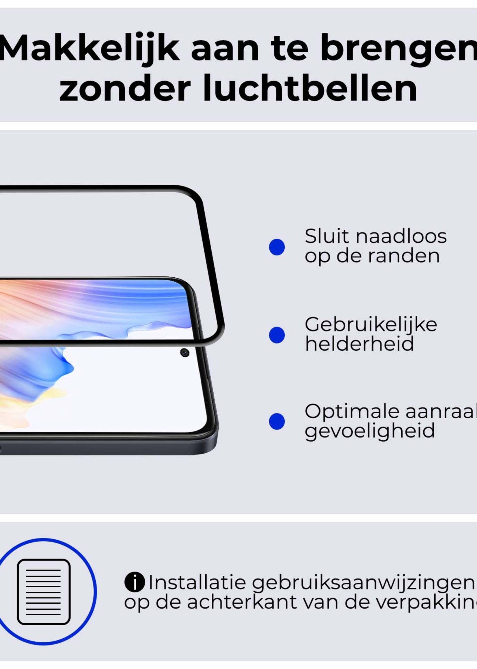 BTH Screenprotector Geschikt voor OPPO A58 Screenprotector Glas Gehard Tempered Glass Full Cover - Screenprotector Geschikt voor OPPO A58 Screen Protector Screen Cover