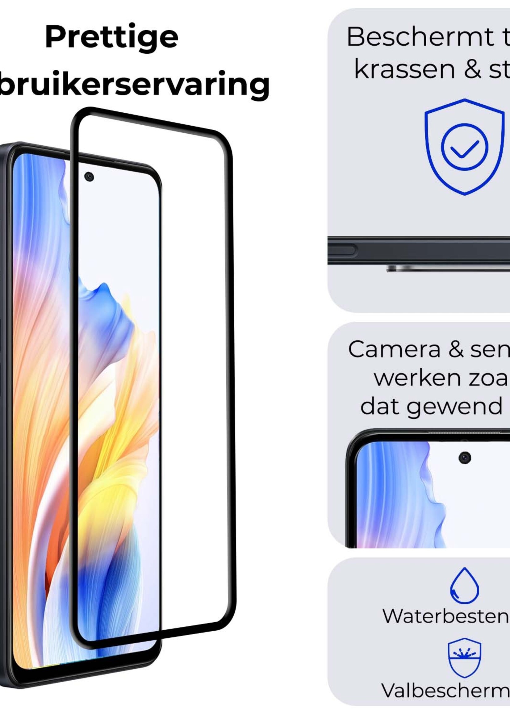 BTH Screenprotector Geschikt voor OPPO A58 Screenprotector Glas Gehard Tempered Glass Full Cover - Screenprotector Geschikt voor OPPO A58 Screen Protector Screen Cover