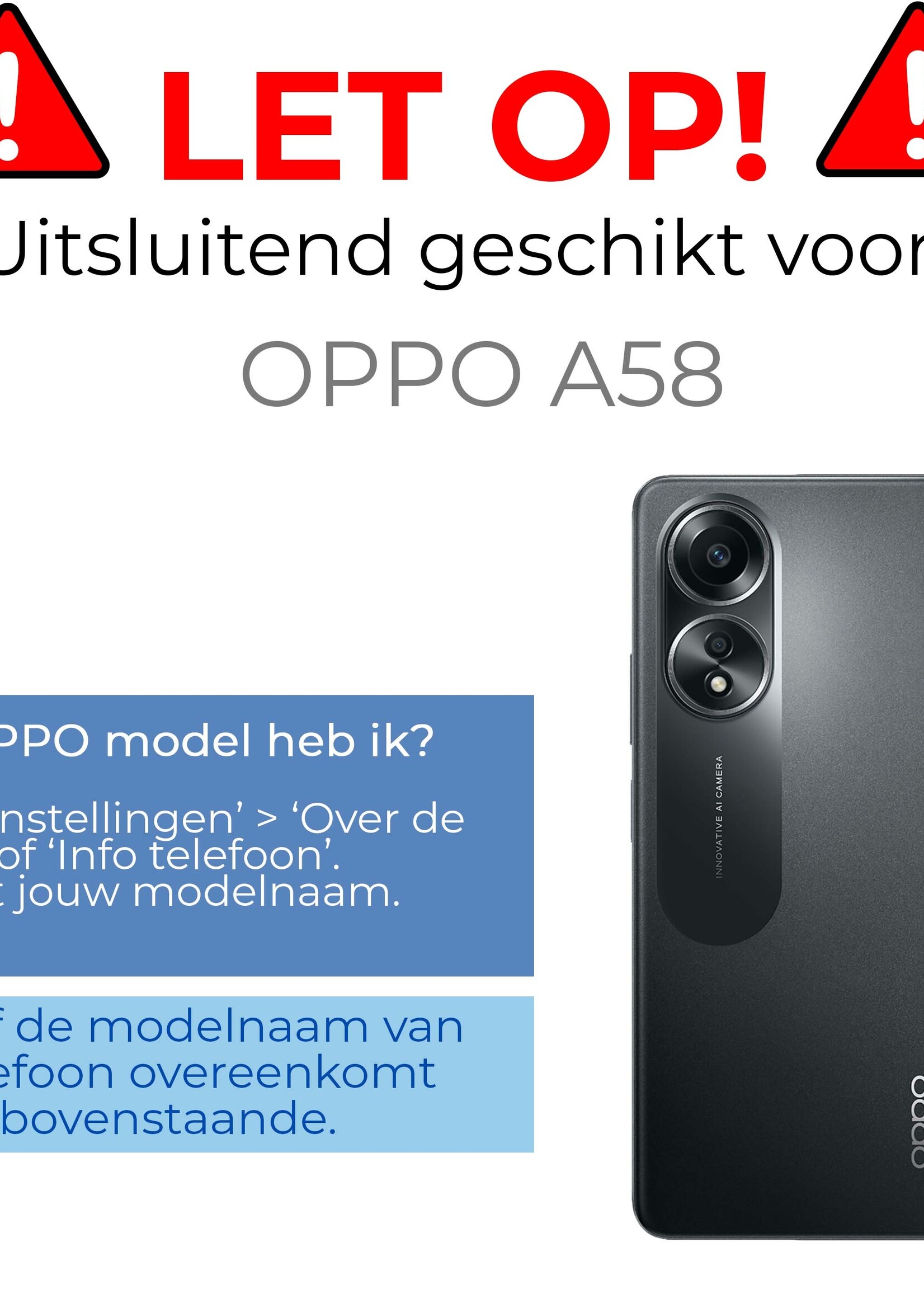 BTH Screenprotector Geschikt voor OPPO A58 Screenprotector Glas Gehard Tempered Glass Full Cover - Screenprotector Geschikt voor OPPO A58 Screen Protector Screen Cover