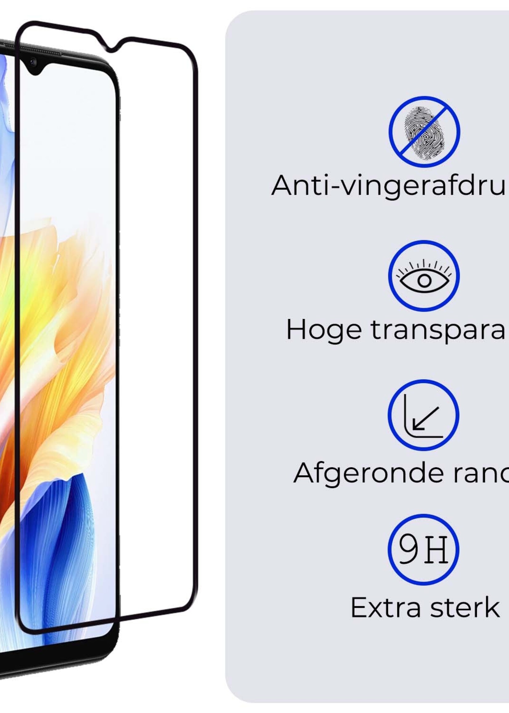BTH Screenprotector Geschikt voor OPPO A38 Screenprotector Glas Gehard Tempered Glass Full Cover - Screenprotector Geschikt voor OPPO A38 Screen Protector Screen Cover - 3 PACK