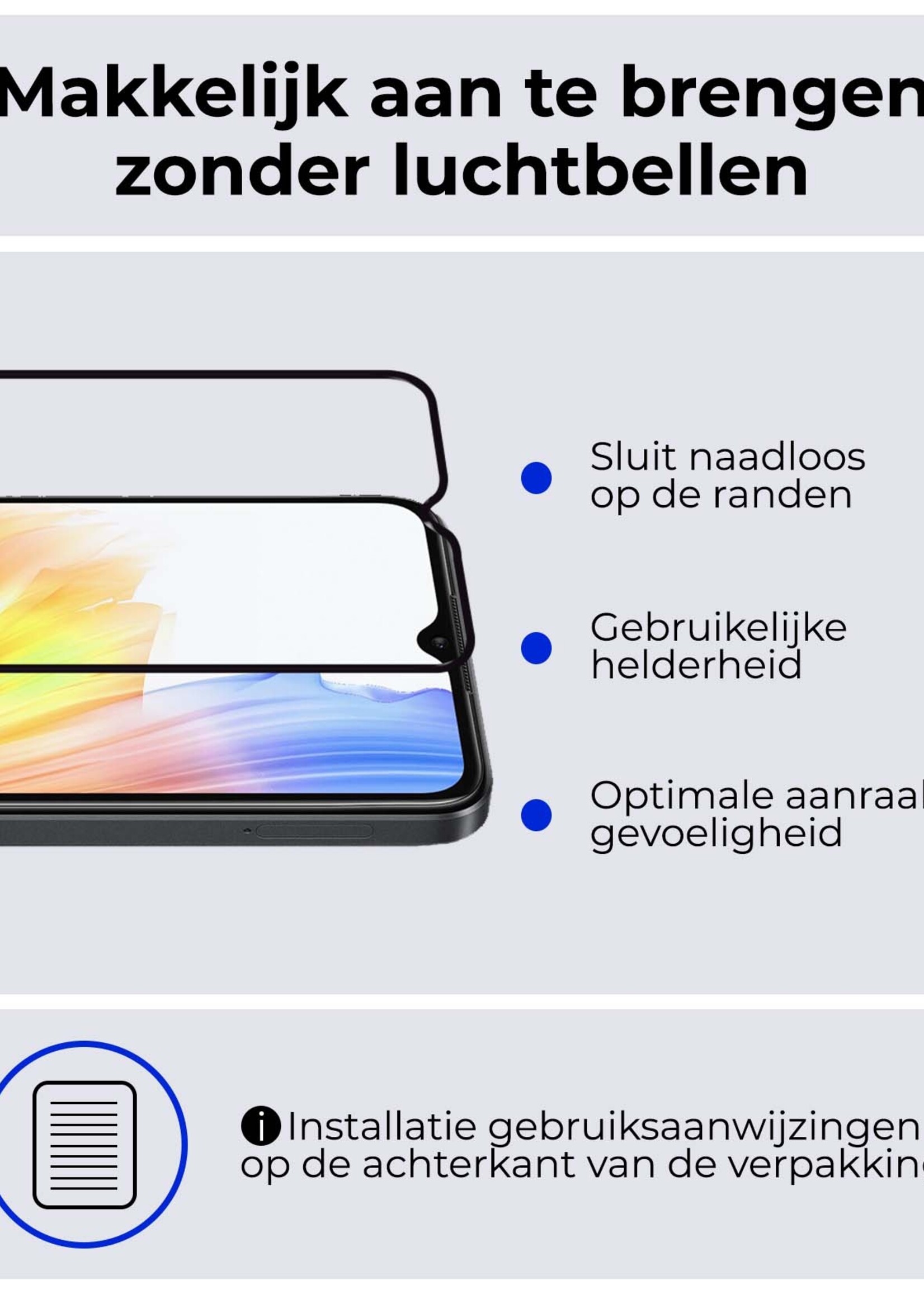 BTH Screenprotector Geschikt voor OPPO A38 Screenprotector Glas Gehard Tempered Glass Full Cover - Screenprotector Geschikt voor OPPO A38 Screen Protector Screen Cover - 3 PACK